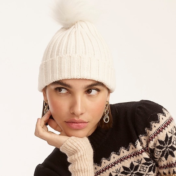 J. Crew Ribbed pom-pom Beanie